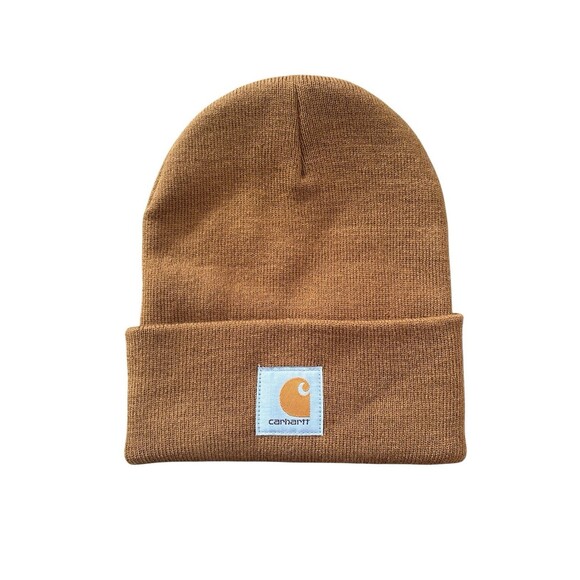 Carhartt Beanie Hat Mens One Size Brown Knit Cap Made In USA - Picture 1 of 4